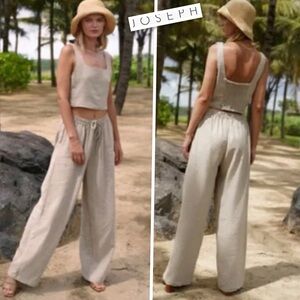 JOSEPH Nude Linen Pull Up Drawstring Relax Lounge Resort Pyjama Pants Sz US 10